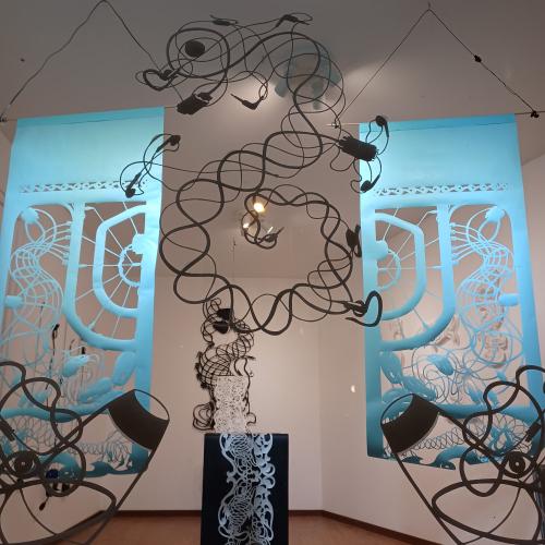 Nighttime view from outside